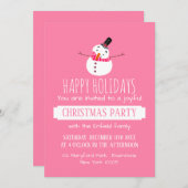 Pink Snowman, Invitation à la fête de Noël (Devant / Derrière)