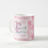 Pink Snowman Kids Mug Sweet Winter Forest Gift Koffiemok (Voorkant links)