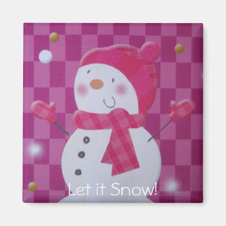 Pink Snowman Magneet