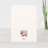 Pink Snowman Vintage Noël Carte de vacances pliée (Dos)
