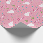 Pink Snowman Wrapping Paper Cadeaupapier (Hoek)