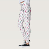 Pink Snowmen-patroon | Witte kerst Leggings (Links)