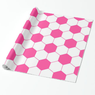 Pink Soccer Football Ball Patroon Cadeaupapier