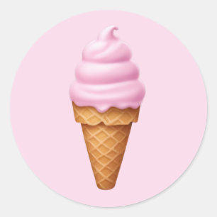 Pink Soft Serve Ice Cream Emoji Ronde Sticker