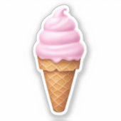 Pink Soft Serve Ice Cream Emoji Sticker (Voorkant)