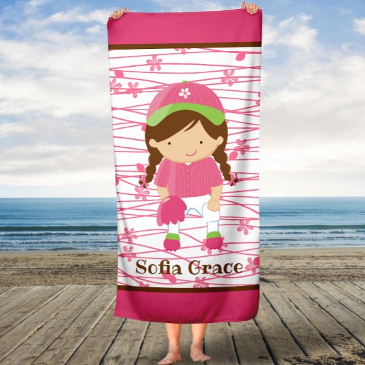 Pink Softball Girls Enfants Serviette de bain pers