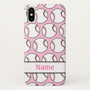 Pink Softball Girly Sportpatroon iPhone X Hoesje