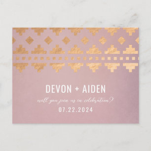 Pink Southwest Gleam Mariage Répondre Carte postal