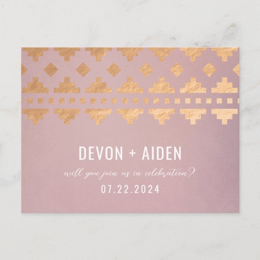 Pink Southwest Gleam Mariage Répondre Carte postal (Devant)