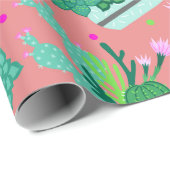 Pink Southwestern Cactus Pattern Sweet 16 Party Cadeaupapier (Rol Hoek)