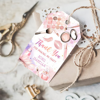 Pink Spa Party Glam Make-up Verjaardag Gift Labels Cadeaulabel