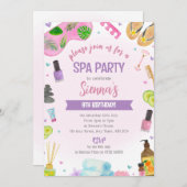 Pink Spa Party Verjaardag Uitnodiging Pamper & Rel (Voorkant / Achterkant)