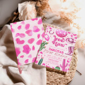 Pink Space Cowgirl eerste Rodeo verjaardagsuitnodi Kaart