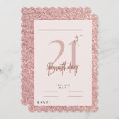 Pink Sparkle 21e anniversaire Invitations (Devant / Derrière)