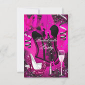 Pink Sparkle Celebration Bachelorette Invitation Kaart (Voorkant)