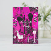 Pink Sparkle Celebration Bachelorette Invitation Kaart (Staand voorkant)