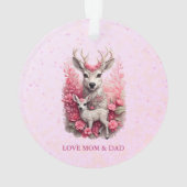 Pink Sparkle Deer and Floral Christmas Keepsake (dos)