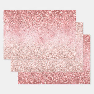 Pink Sparkle Girly Glitzy Glam Glitter Inpakpapier Vel