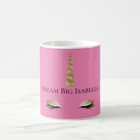 Pink Sparkle Gold Glam Unicorn Koffiemok (Center)