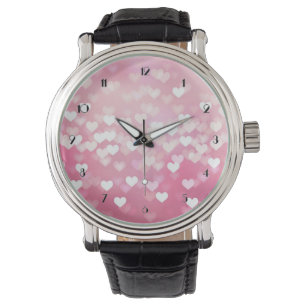 Pink Sparkle Hearts Pattern Wrist Watch Horloge