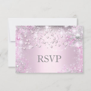 Pink Sparkle Hearts RSVP