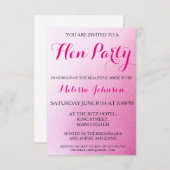 Pink Sparkle Hen Party Uitnodiging (Voorkant / Achterkant)