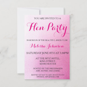 Pink Sparkle Hen Party Uitnodiging