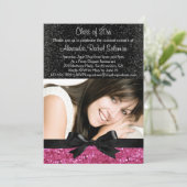 Pink Sparkle look Bow Photo Graduation Invitation (Debout devant)