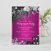 Pink Sparkle Magical Night Masquerade Invitation (Debout devant)
