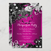 Pink Sparkle Magical Night Masquerade Invitation (Devant / Derrière)