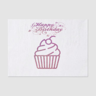 Pink Sparkly Birthday Cupcake-papier Tissuepapier