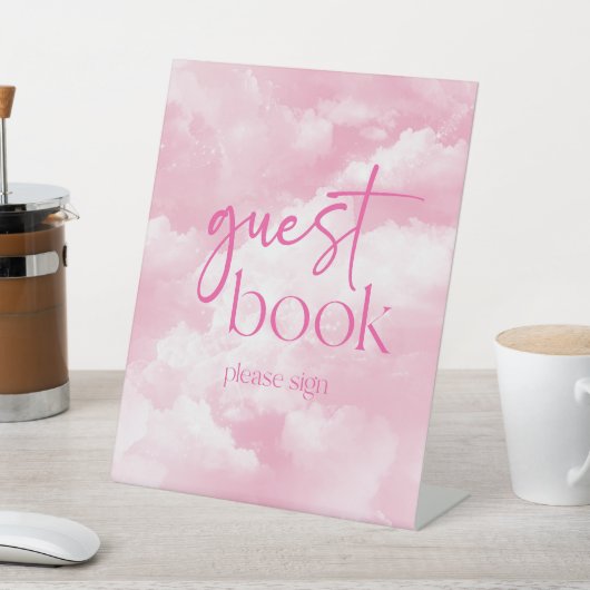Pink Sparkly Clouds gastenboek Reclamebord Met Voetstuk (Insitu)