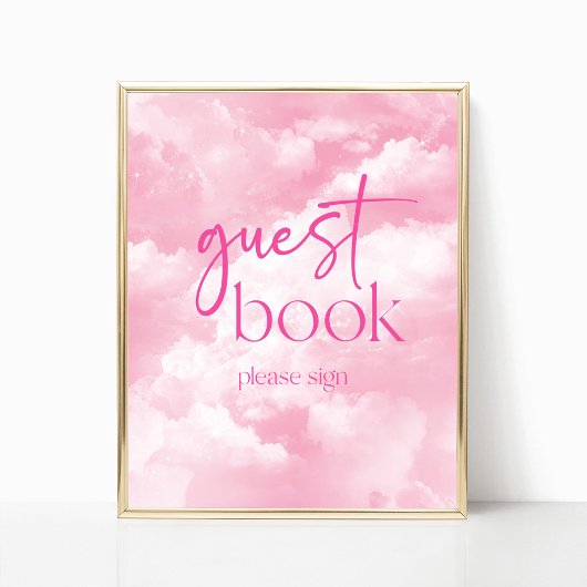 Pink Sparkly Clouds Gastenboekenteken Poster