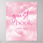 Pink Sparkly Clouds Gastenboekenteken Poster (Voorkant)