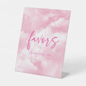Pink Sparkly Clouds Party Favorieten Reclamebord Met Voetstuk (Voorkant)