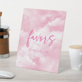 Pink Sparkly Clouds Party Favorieten Reclamebord Met Voetstuk (Insitu)