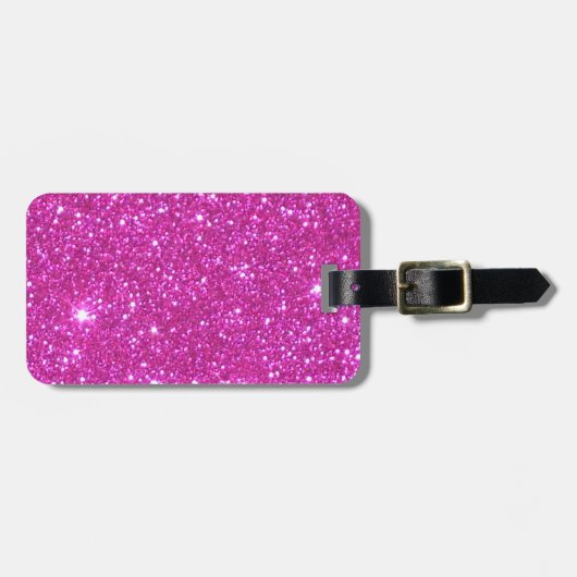 Pink Sparkly Glitter Girly Stuff Glam Bagagelabel (Voorkant horizontaal)