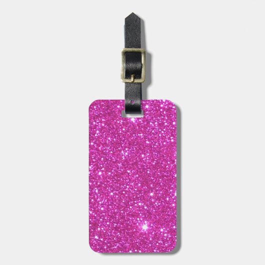 Pink Sparkly Glitter Girly Stuff Glam Bagagelabel (Voorkant verticaal)