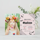 Pink Spider Halloween Invitation d'anniversaire av (Debout devant)