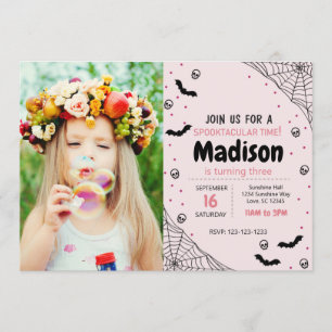 Pink Spider Halloween Invitation d'anniversaire av