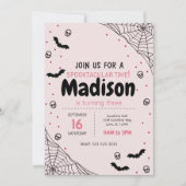 Pink Spider Web Halloween Invitation d'anniversair (Devant)
