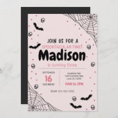 Pink Spider Web Halloween Invitation d'anniversair (Devant / Derrière)