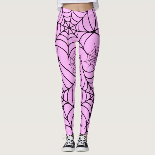 Pink Spider Web Halloween Leggings (Voorkant)