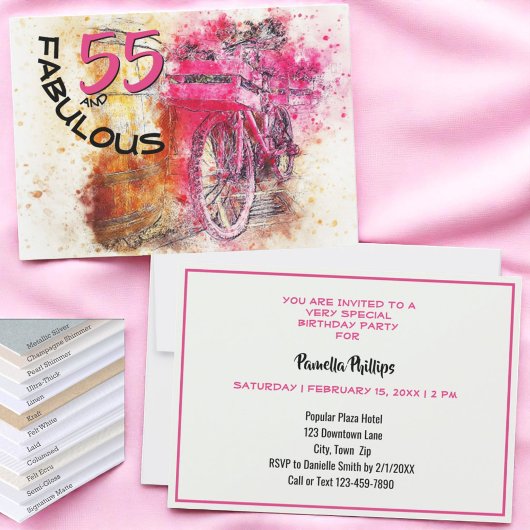 Pink Splash 55 ans Anniversaire Fête Invitation