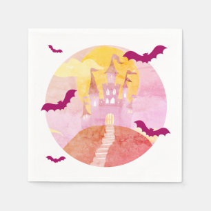 Pink Spooky Castle op Hill Halloween Party Servet