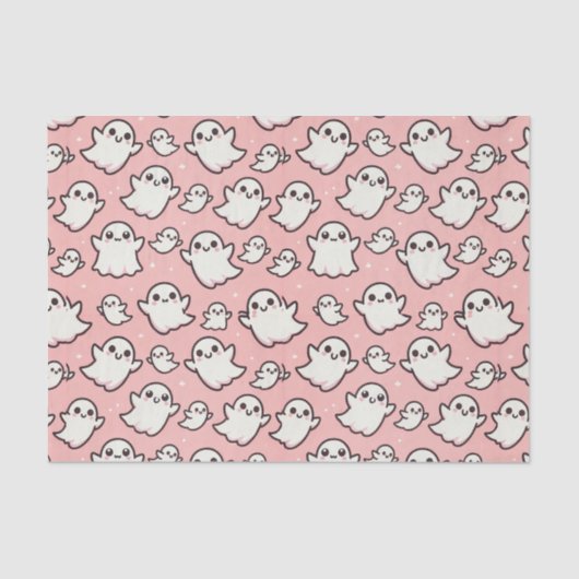Pink Spooky Ghost Halloween Party Tissuepapier (Voorkant)