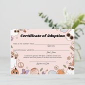 Pink Spooky Halloween Ghost Adoption Certificate (Staand voorkant)