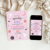 Pink Spooky One 1st Birthday Invitation Kaart