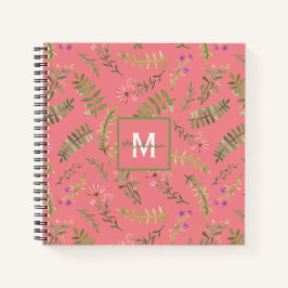 Pink Spring Floral Monogram Notitieboek