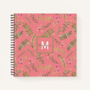 Pink Spring Floral Monogram Notitieboek